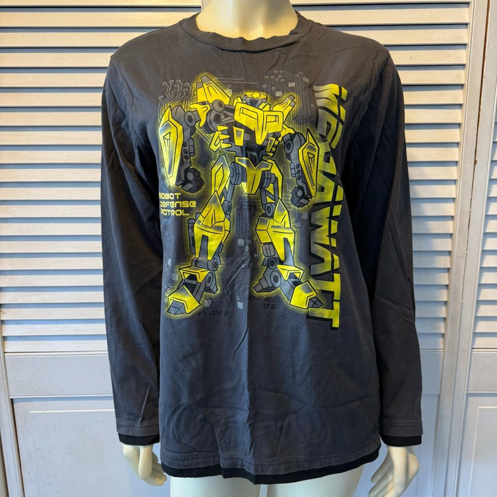 Boys Cherokee Robot Graphic Long Sleeve T-Shirt XL Gray